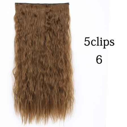 Syntetisk 22 32 tum 5 Clips Hårförlängning Värmebeständig falska hårstycken Långa vågiga frisyrer Clip In Hair Extensions