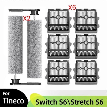 För Tineco Floor One Switch S6/Stretch S6 Delar Våt Torr Dammsugare Rullborste HEPA Filter Tillbehör