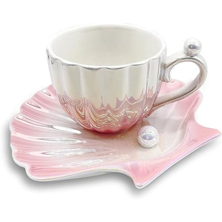 Perlemor kaffekopp og skål, 8oz(240ML) for spesialkaffedrikker, cappuccino, latte, americano og te, elegante keramiske kaffekopper for kaffe