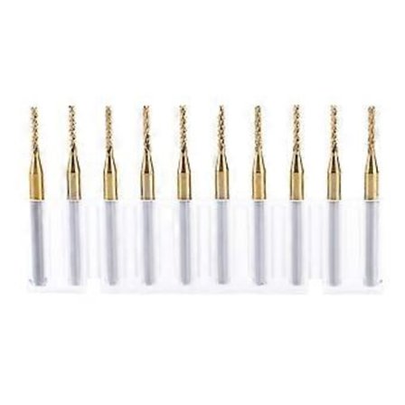 10 stk 1.5mm Skjærekant Endefres CNC PCB Graveringsbit Wolframbelegg 1/8" Skaft