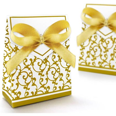 100 st Bröllopsgåva Godisaskar Presentaskar, Gyllene Mönster Fyrkantig, Silver Mönster Fyrkantig Guld