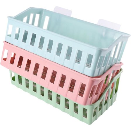 Set med 3 självhäftande badrumshyllor, väggmonterad hylla, organiseringskorg, förvaringshylla, plast väggkorg för badrumsvägg