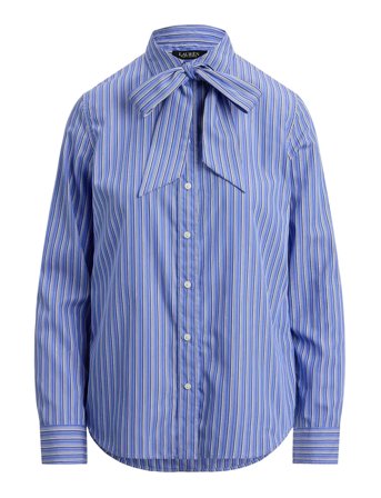 Lauren Ralph Lauren | Classic Fit Striped Tie-Neck Shirt | 46