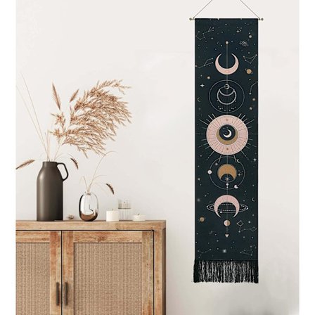 Boheemilainen seinävaate, monirannekoru huoneen sisustus seinäkoriste boho sisustus makuuhuone kultainen kuu asunto Ramadan lahjat koriste, musta