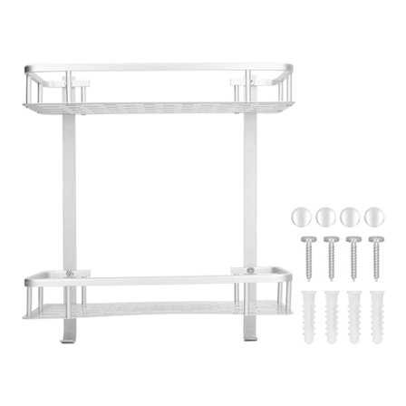 Veggmonterte flytende hyller i aluminiumslegering, to lag med oppbevaring for bad, kjøkken og stue