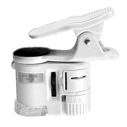 100x Zoom Klips-på-mikroskop med LED-lys, Bærbar forstørrelsesglass Lommeforstørrelsesglass