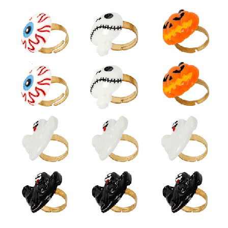 12 st Halloween Öppna Justerbara Ringar Spöklikt Spöke Pumpa Festdekorationer Bekväma att bära Ringar