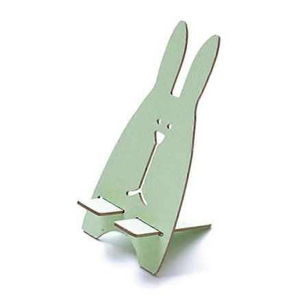 Original DIY Mobiltelefonholder i Træ, Sød Kanin, Mobilholder (Grøn)