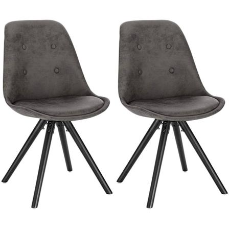 Rootz spisestuestole Sæt med 2 - Polstret stol - Massive træben - Ergonomisk design - 85 cm x 44 cm x 41 cm - Stofbetræk - 120 kg Kapacitet