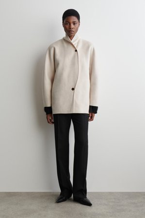 COS Femme Caban En Laine Double Face Jacket in Beige