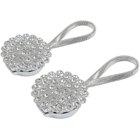 2 Pak Magnetiske Gardinholdere, Glimtende Krystalblomst Gardinholder