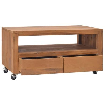 Vidaxl Tv-bänk Med Hjul 80x50x42 Cm Massiv Teak Brun