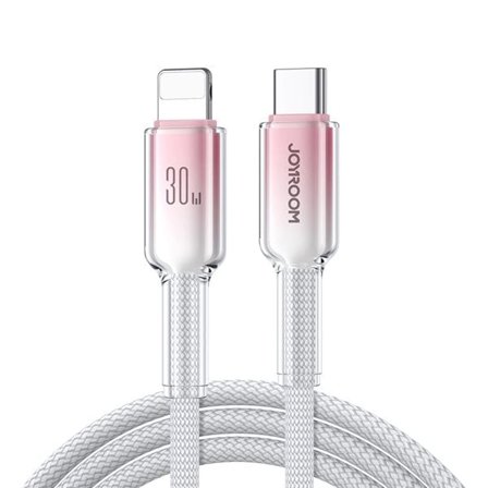 Joyroom Krystalklart USB-kabel 30W USB-C til Lightning 1,2 m - Hvid