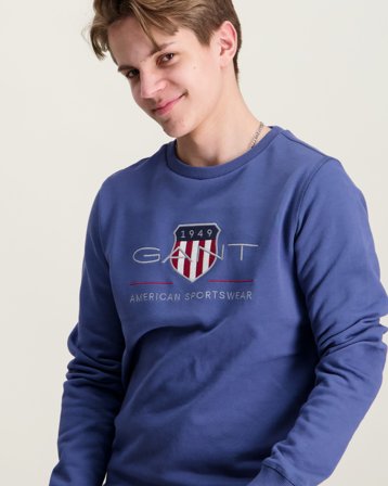 GANT Archive Shield Crew Neck Sweatshirt Blå Tröjor Kille - Kids Brand Store