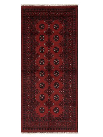 Afghan Fine Orientalisk Hallmatta Svart/Mörkröd (Ull, Afghanistan)