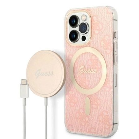 Guess Magsafe Case and Charger set for iPhone iPhone 13 Pro - Pink
