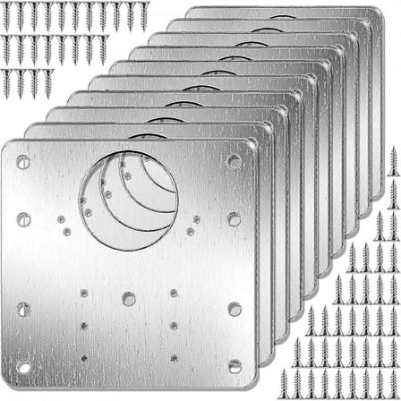 10 stk Skaphengsel Reparasjonsplate Sett Rustfritt Stål Skapdør Hengsel Monterings Plate Med Hull Flatt Festes Braketter