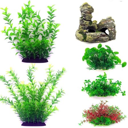 Akvarietillbehör Akvariedekorationer Gröna växter, 6 st Gr