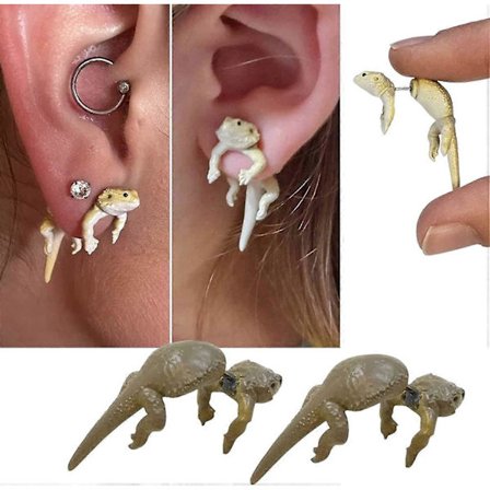 Øreringe med firben til piger 3D firben øreringe til kvinder dyre ørestikker øreringe frø smykker gaver til teenagepiger-lingling}