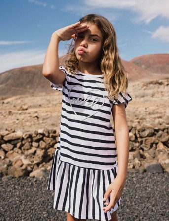 Boboli Knit Dress Striped - Black - 116