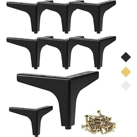 8 Pakk 4 Tommer Metall Møbelbein, Heavy Duty Trekant