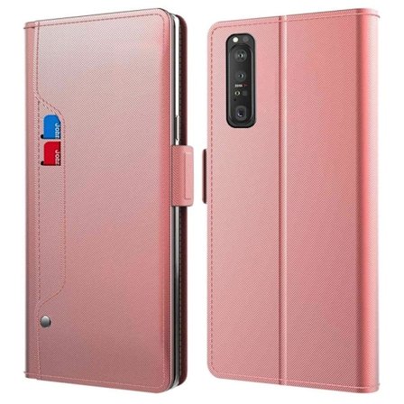 Snyggt Sony Xperia 1 III fodral med sminkspegel - Rosa