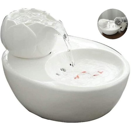 Keramisk Djurvattenbehållare - Lotus Vertikal Katt Dricksfontän