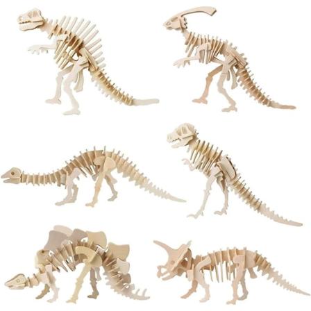 Galaxy Dinosaurie Puslespil Træ med DIY-modeller Sæt Hjernepuslespil Legetøj 6 stk