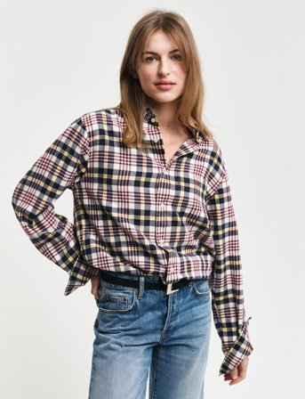 GANT Reg Flannel Plaid Shirt - Cream - L