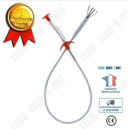 TD Unclog Köksavlopp Ståltrådsklor Avloppsmudderverk Flexibel Krok -Längd: 60cm - silver