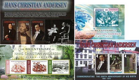 H.C. Andersen - 5 miniark - Postfrisk