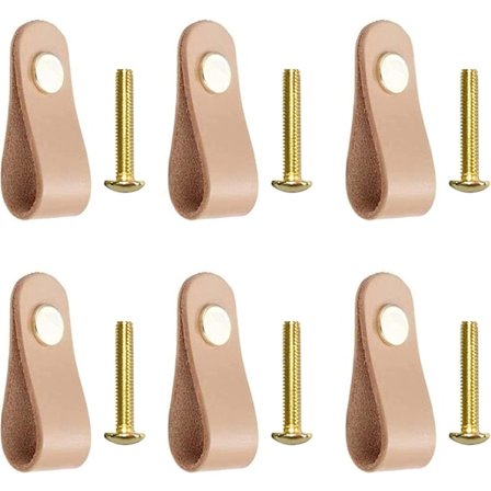 Lys khaki - 6 stk skinnhåndtak for skap Skinnhåndtak for skapdører Skinnhåndtak for skuffer Skinnhåndtak for skapdører med skruer for kjøkken C