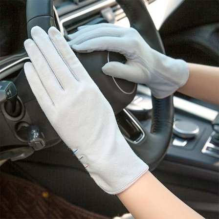 Sommar tunna fullfinger solskyddshandskar, korta damhandskar i ren bomull, UV-resistenta, solskydd för bilkörning