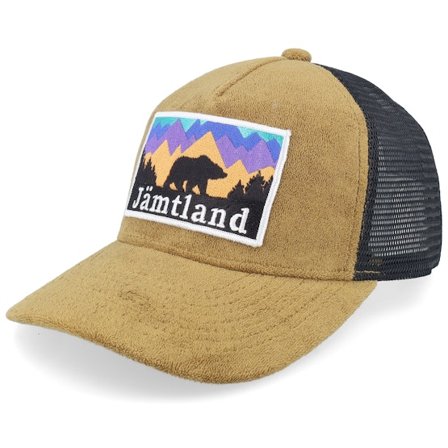 Wild Spirit - Beige trucker Caps - Swedish Jämtland Landscape Caramel/Black A-frame Trucker @ Hatstore