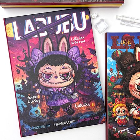 Labub u Graffiti A5 Färgsida Hårdpärm Anteckningsbok Söt Tecknad Färg Inuti Sidan Manuell Student Extra Tjock Anteckningsbok