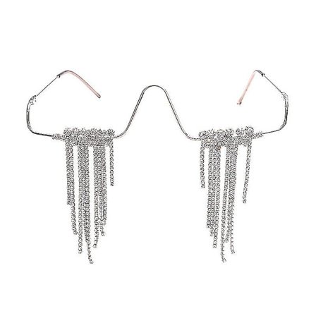 No Lens Diamond Eyeglasses Decor Retro Half Glasses Frame Women Metal Without Lens Glasses