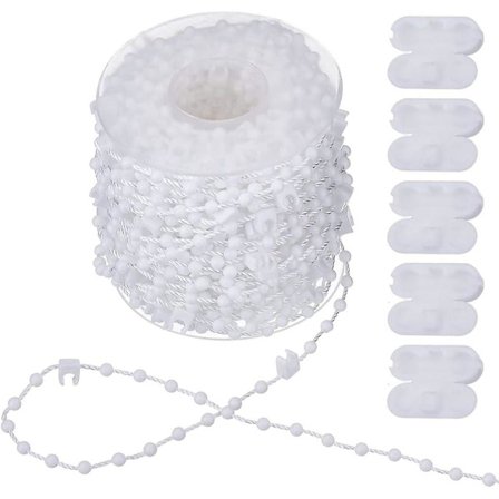 20m Pystylamellin Ketju - Pystylamellin Tarvikkeet Ja 5 Lamellilanka Liitintä - Pystylamellin Alaketju 89mm Lamelleille Eph