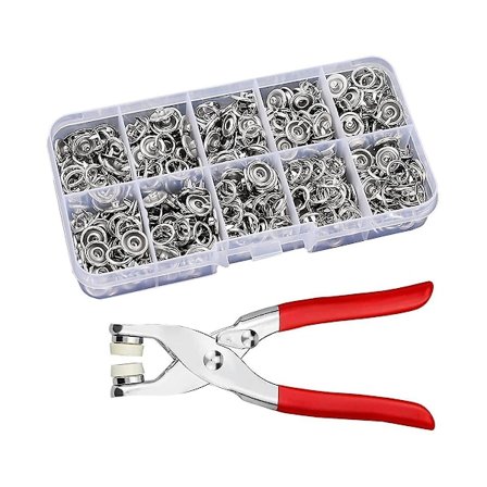 100 tryckknappar, metalltryckknappar set med tång, sömlösa tryckknappar, barnficksmössa, Se