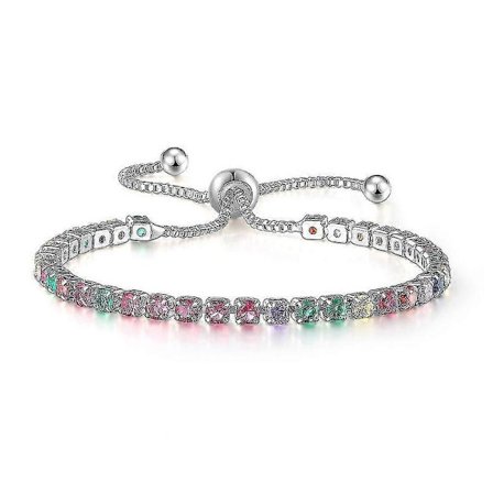 Rainbow Tourmaline Ionic Armband, Ny Naturlig Färgglad Turmalin Regnbåge Kristallarmband, Färgad Justerbar Kristall