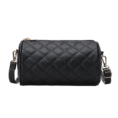 Korean tyyliset naiset timanttiristikko PU nahkainen sylinterityynylaukku rento pieni laukku musta