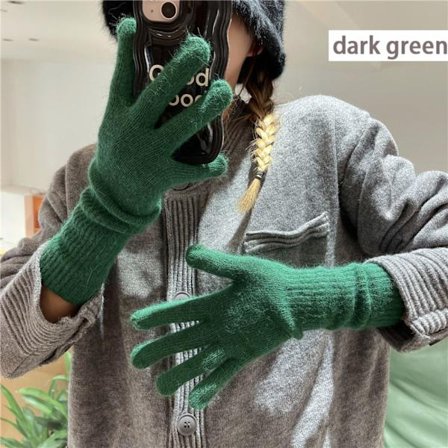 Ullhansker Lange håndleddshansker MØRKEGRØNN