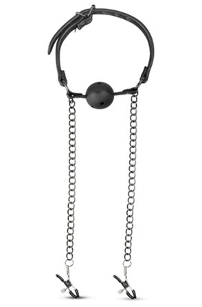 Kjøp Easytoys Open Ball Gag With Nipple Clamps - Gagball med brystklemmer | God pris
