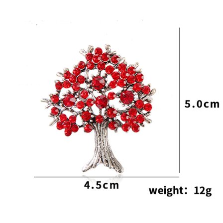 Djurbrosch för män och kvinnor Vintage Tree - Röd - Metall Enkel Nål