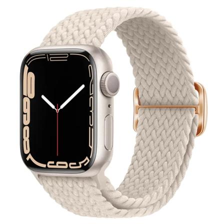 Flätad ögla för Apple watch Rem 44mm 40mm 45mm 41mm 42mm 38mm 49mm Elastiskt Solo armband iWatch series 7 se 3 6 Ultra 8 Band 24 starlight