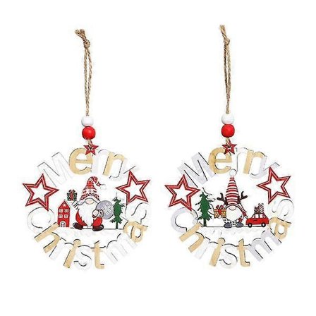 Julkrans i trä, set om 2, dekoration för trädgård och uteplats