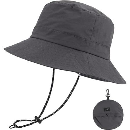 Solhatt for menn Dame Sommer UPF 50+ Boonie-hatt Sammenleggbar utendørs vanntett bøttehatt med bred kant
