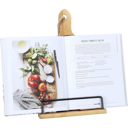 Kokboksställ för köksbänk Justerbar iPad surfplatta Receptbokhållare Rustik trä skärbräda stil - Brun