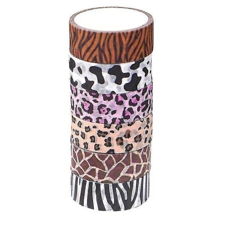 6 Ruller Dyremønstret Washi Tape Sæt Scrapbog Dekorativ Washi Tape Selvklæbende Tape