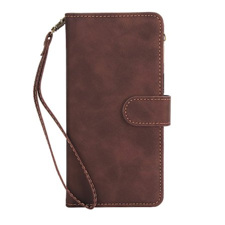 Pung med lynlås PU Kunstlæder Telefon Cover Egnet til iPhone 17 Air 16E 16 15 14 13 12 11 Pro X XS Max XR 8 7 6 6s Plus Flip Magnetisk Etui Cover