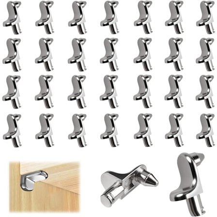 60 stycken L-formade 5 mm hyllstödpinnar, hyllfästen i zinklegering för möbler, skåp och bokhyllor